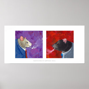 Rats in business suits smoking cigarettes fun art poster