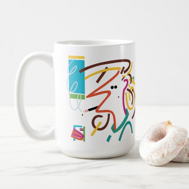 Rat's Nest Abstract Modern Art Illustration Mug (With Donut)
