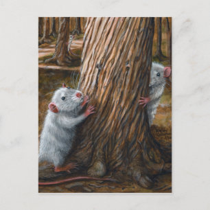 Rats par vieux arbre cache et chercher carte posta