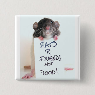 Rats R Friends Not Food 2 Inch Square Button