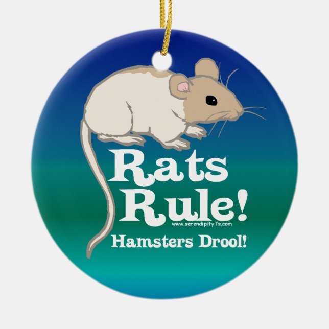 Rats Rule! Ceramic Ornament (Front)
