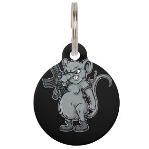 rats-soldier-with-gun-illustration pet tag