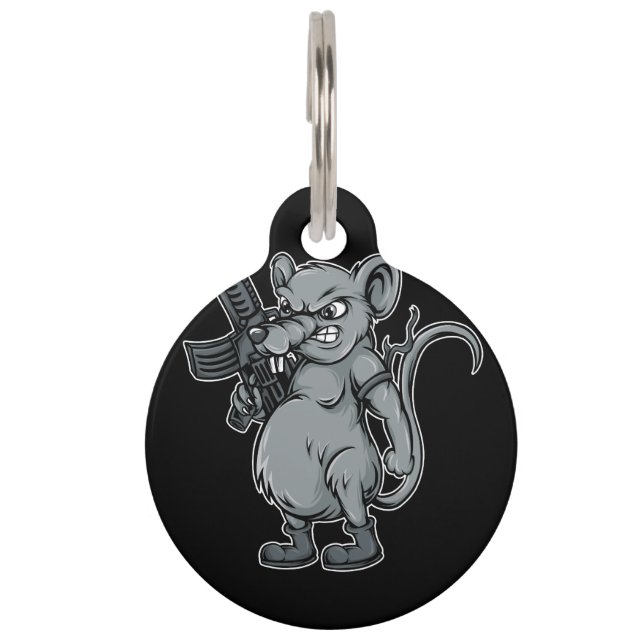 rats-soldier-with-gun-illustration pet tag (Front)