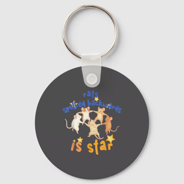 Rats Spelled Backwards Is Star Funny Rat Meme Rat  Keychain (Front)