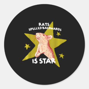 Rats spelled backwards is star rat meme rat lover classic round sticker
