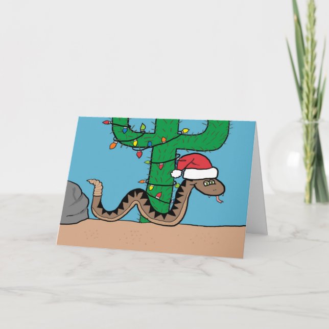 Rattle Snake Cactus Christmas Tree Greeting Card (Front)