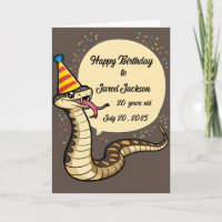 Rattle snake wearing birthday hat cartoon
