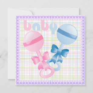 Rattles Bébé Genre Reveal Party Invitation