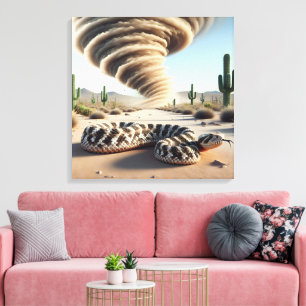 Rattlesnake In a Desert Withj Dust Devil Canvas Print