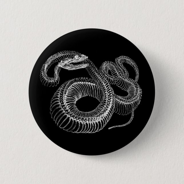 Rattlesnake Skeleton 2 Inch Round Button (Front)