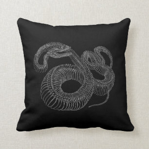Rattlesnake Skeleton Throw Pillow