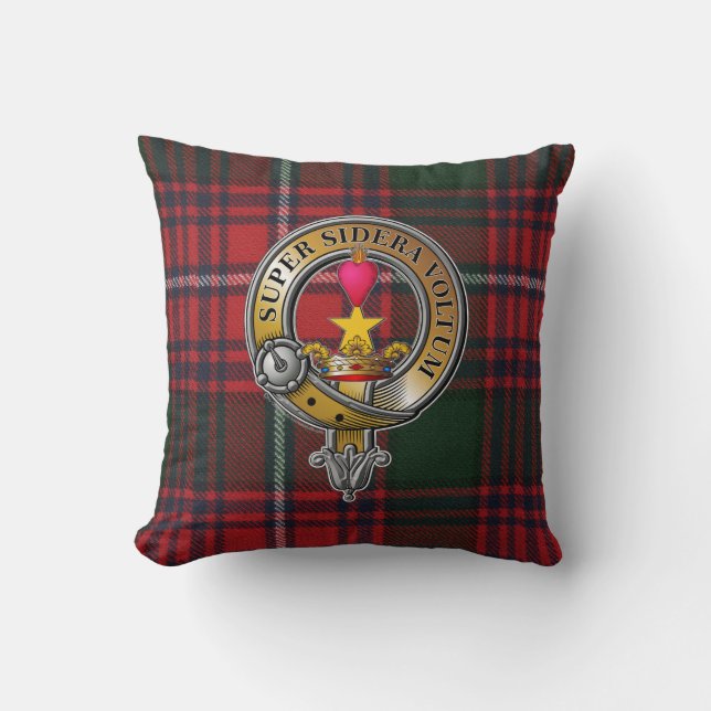 Rattray Tartan & Badge Throw Pillow (Front)
