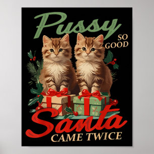Raunchy Christmas Cat Naughty Funny Gag Prank Humo Poster