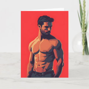 Raunchy in Red Gay Greetings Card
