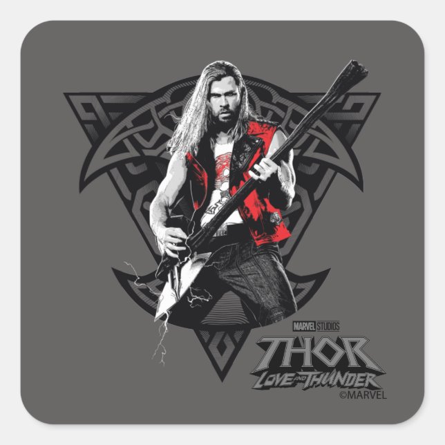 Ravager Thor Heavy Metal Norse Character Graphic Square Sticker (Front)