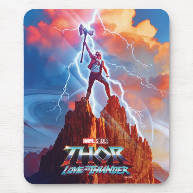 Ravager Thor On Mountain Top With Stormbreaker Mouse Pad (Front)