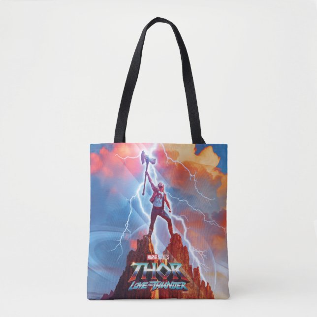 Ravager Thor On Mountain Top With Stormbreaker Tote Bag (Front)