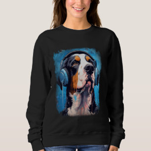 Rave EDM Greater Swiss Mountain Dog Headphone Sweatshirt
