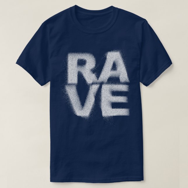 RAVE Glitch Typography DJ Gift Design T-Shirt (Design Front)