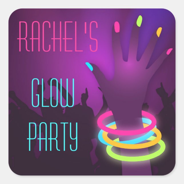 Rave Glow in the Dark Party Stickers (Front)
