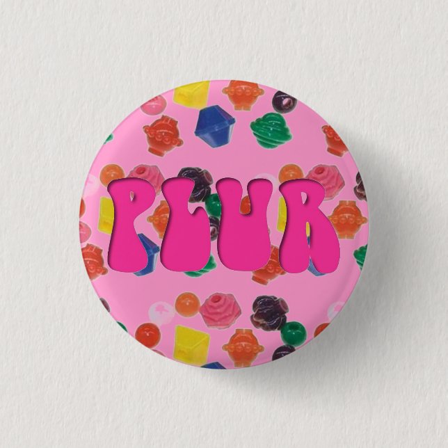 Rave Kandi Pink "PLUR" Pin (Front)