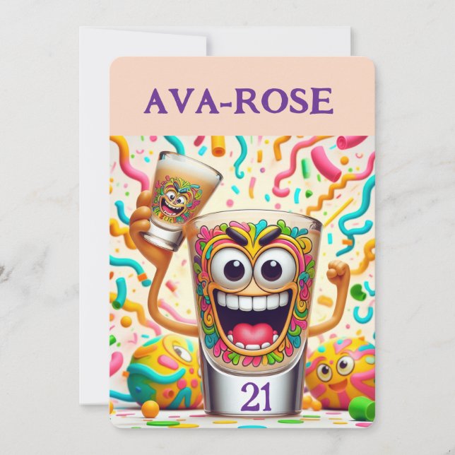 Rave Party Shot Glass – vibrant Fun  Invitation (Front)