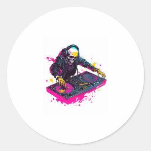 Rave Skull � EDM Party Skeleton DJ Classic Round Sticker