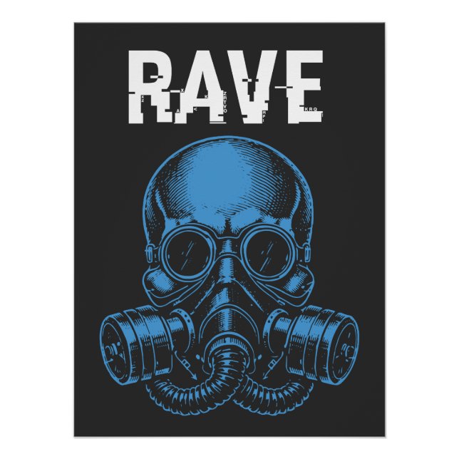Rave Skull Gas Mask Poster (Front)