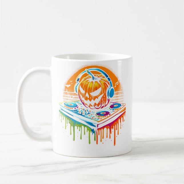 Rave Techno Halloween Pumpkin Edm Festival Funny Coffee Mug (Left)