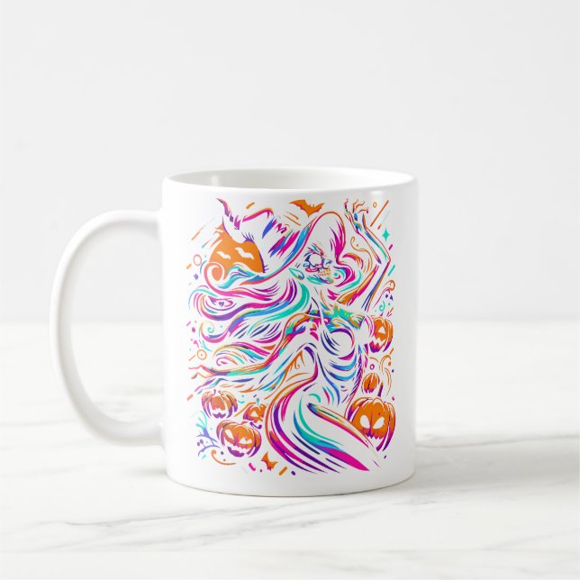 Rave Techno Halloween Witch Edm Festival Funny Coffee Mug (Left)