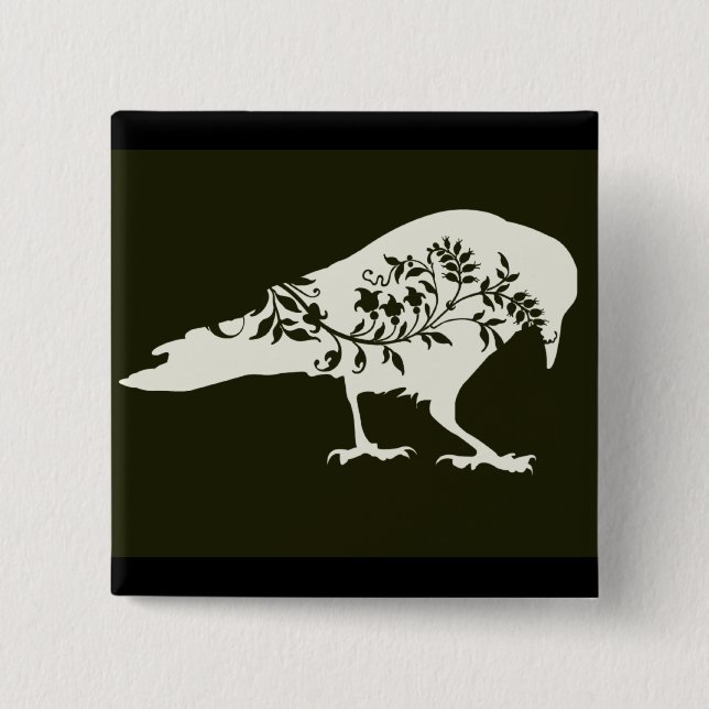 Raven 2 Inch Square Button (Front)