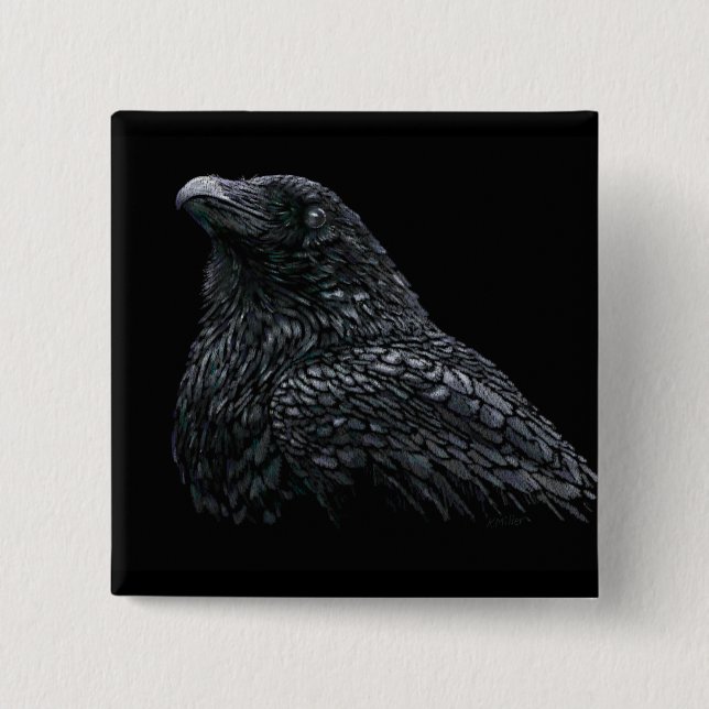 Raven 2 Inch Square Button (Front)