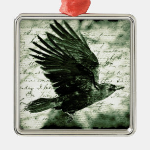 Raven 9 metal ornament