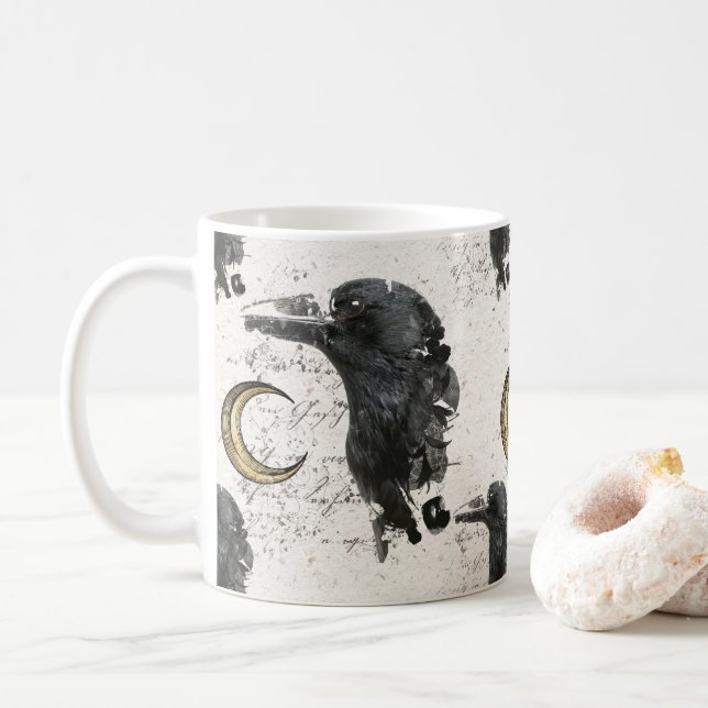 Raven Alchemy Collage Coffee Mug (With Donut)