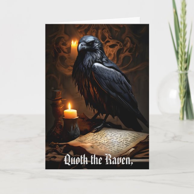 Raven & Ancient Parchment Gothic Humourous Birthda Card (Front)