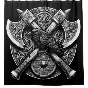 Raven and Axes – Norse Warrior Shield Wall Art