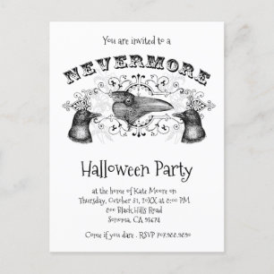 Raven And Crows Halloween Party Invitation Postcard