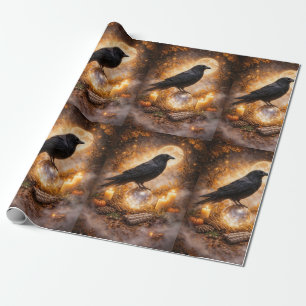 Raven and Crystal Candles Mystical Magical Wrapping Paper