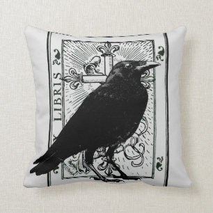 Raven and Fleur Du Lys Cross Throw Pillow