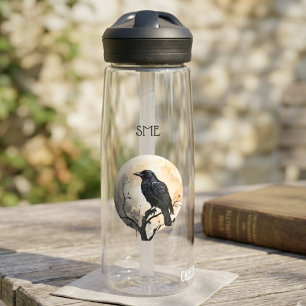 Raven and Full Moon Dark Academia Water Bottle