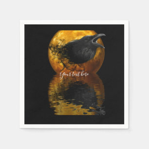 Raven and Golden Moon Napkin