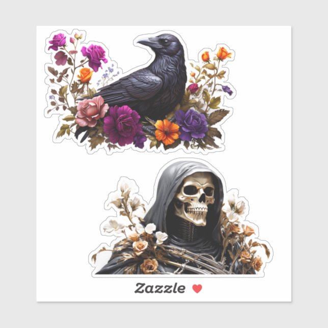 Raven and Grim Reaper Vinyl Stickers Customize (Sheet)