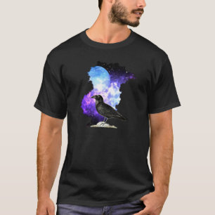 Raven And Night Moon Blackbird Ornithology T-Shirt