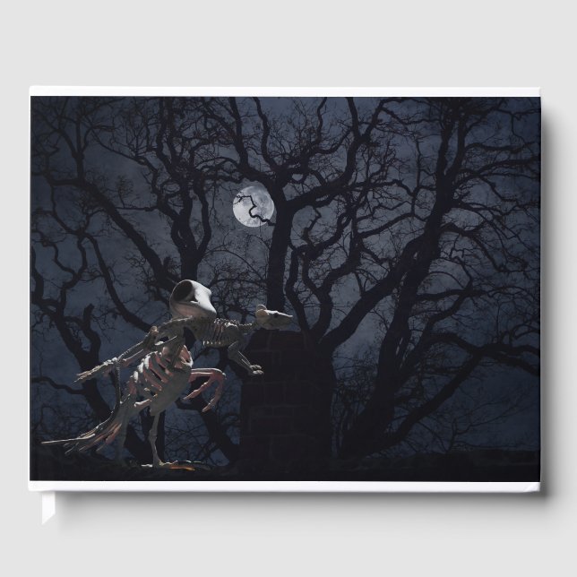 Raven and Rat Skeleton in Moonlight Guest Book (Front)