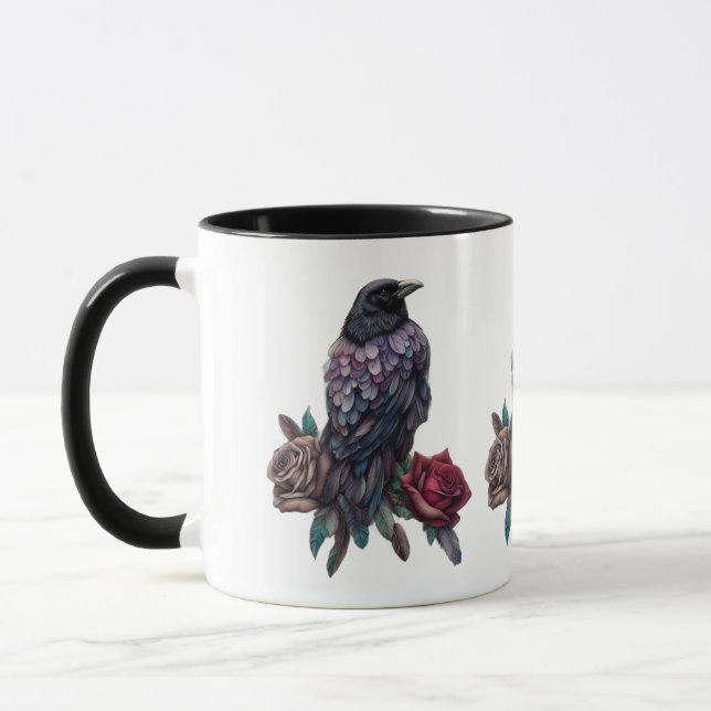 Raven and Roses Coffee Mug (Left)