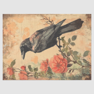 Raven and Roses Decoupage Tissue Paper