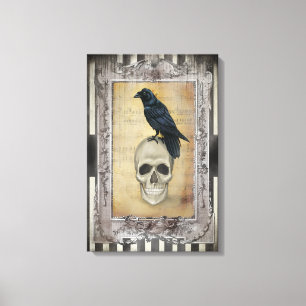 Raven and skull canvas print