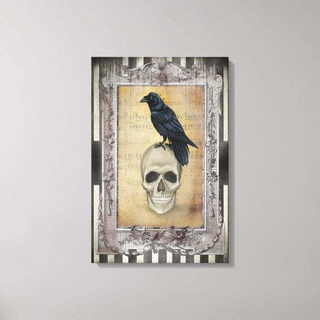 Raven and skull canvas print (Front)