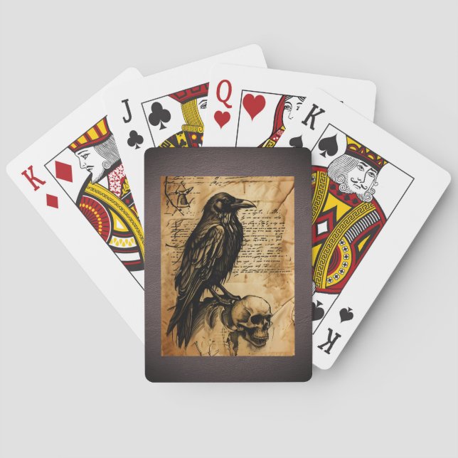 Raven and Skull Junk Journal Page Playing Cards (Back)