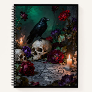 Raven and Skull with Pentagram Notebook